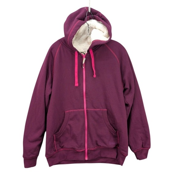 Berne Women's L Softstone Hooded Coat Plum‎ Purple Sherpa Lined Duck Jacket Work - Picture 1 of 8